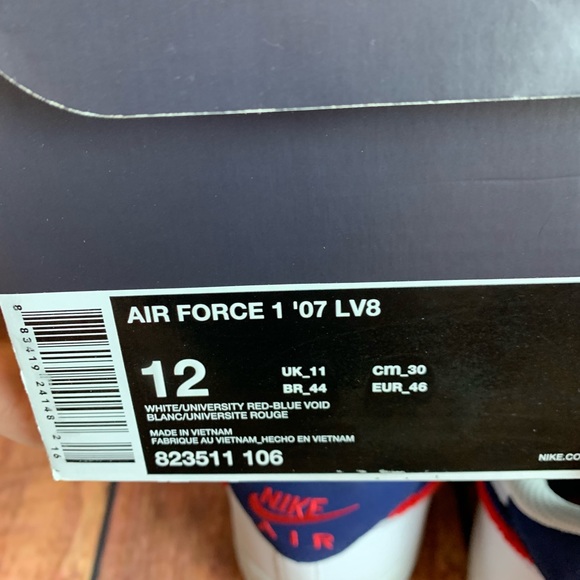 Men's Nike Air Force White Red Blue - Picture 8 of 8